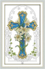 Happy Forever 11CT Stamped Cross Stitch, J372 Lily Cross, Size 9''x14''