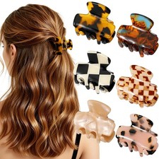 6 PCS Acetate Small Hair Clips for Women, 1.3 Inch Mini Rectangle Tortoise Sh...