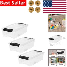 Plastic Storage Bins 3 Pack Clear 6 Qt Stacka...