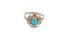 Vintage Mexico Sterling Silver 925 Turquoise Ring Size 5