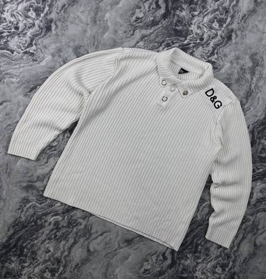 Vintage Dolce Gabbana 00s Ribbed Knit Sweater Men Size XL White | eBay