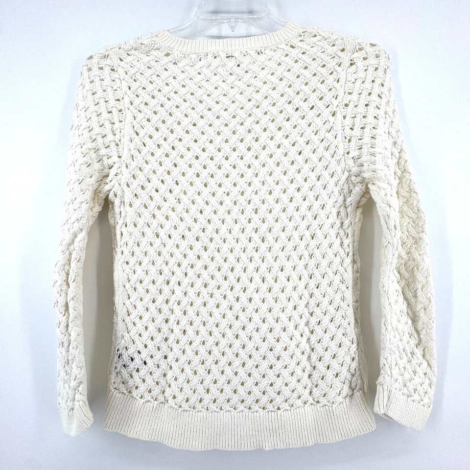 Suéter tejido con cable crema Anthropologie tejido y anudado M ganchillo manga larga Foto 3 de 4