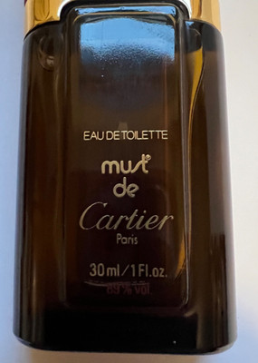 Vintage Must de Cartier Eau de Toilette EDT Perfume Splash 1oz 30mL Leather Case