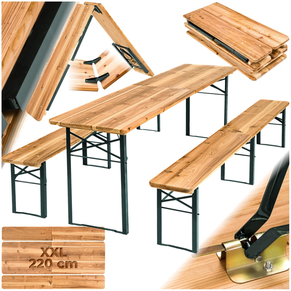 Bierzeltgarnitur Festzeltgarnitur Biertischgarnitur Biertisch klappbar 220 cm - Bild 2 von 4