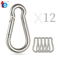 264 Lbs 304 Stainless Steel Spring Snap Hook Carabiner Clips, Set Of 12