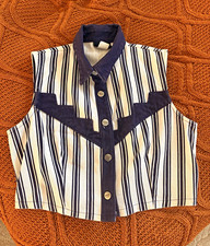 Vintage Roughrider Women  s M Crop Vest Collared Button Up Sleeveless Dolly