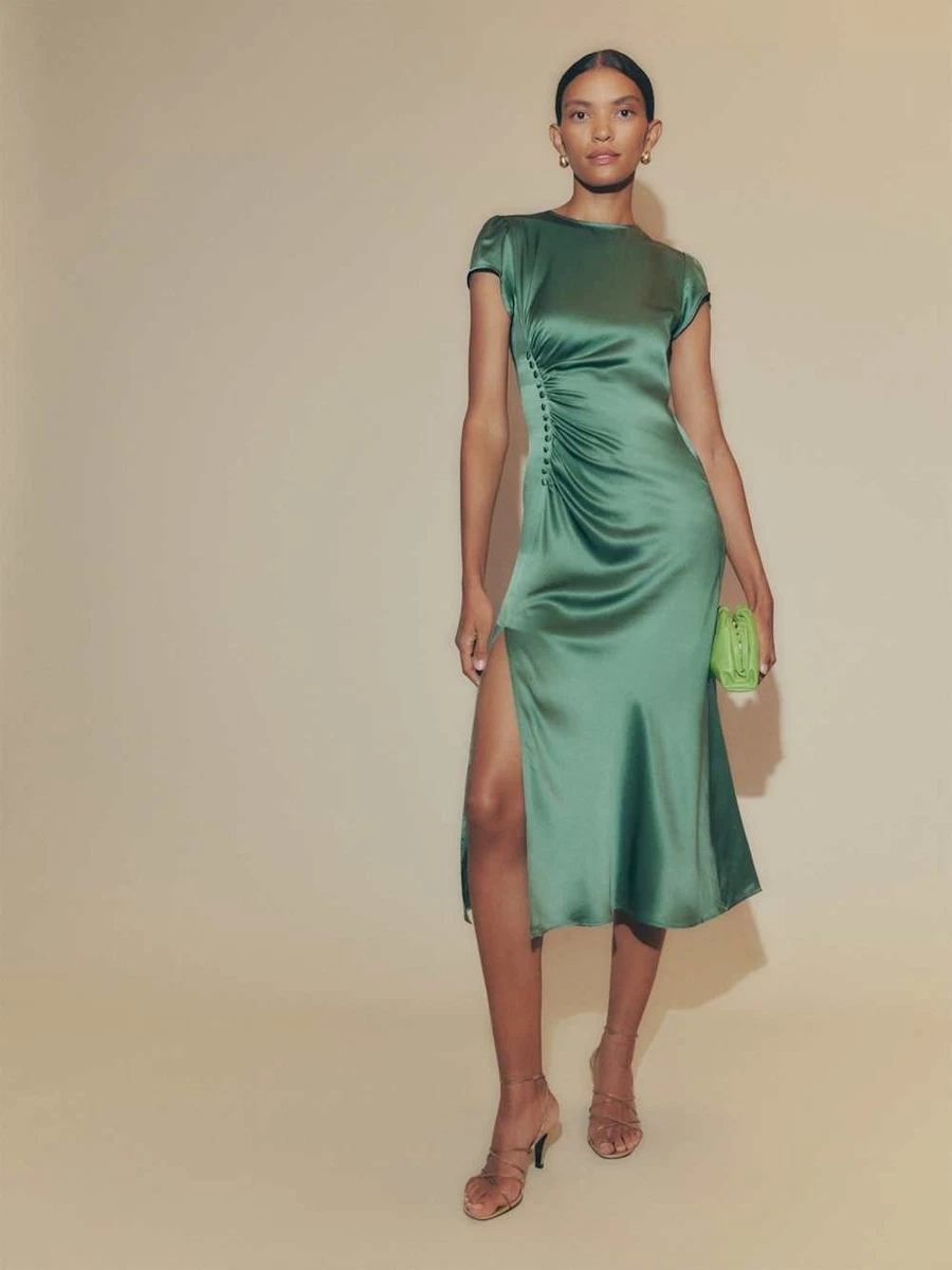 slim fit dress slacks Green Satin Wrap Shirt Dress – AX Paris main image 0