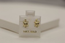 14K Solid Gold Turtle Stud Earrings Symbol of Longevity Grace.