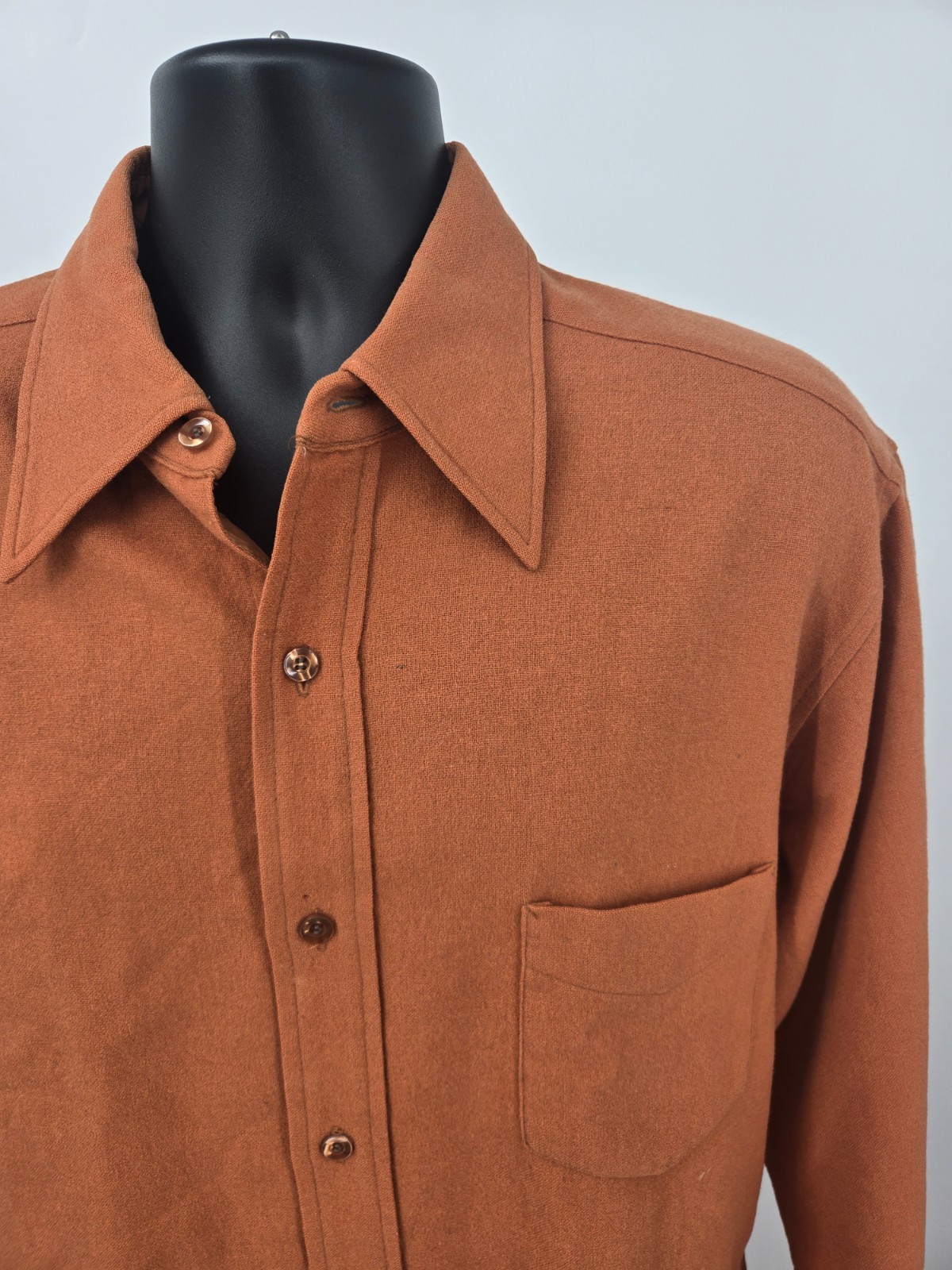 Pendelton VTG Flannel Shirt XL Orange Virgin Wool Pockets 60's 70's RARE Men *