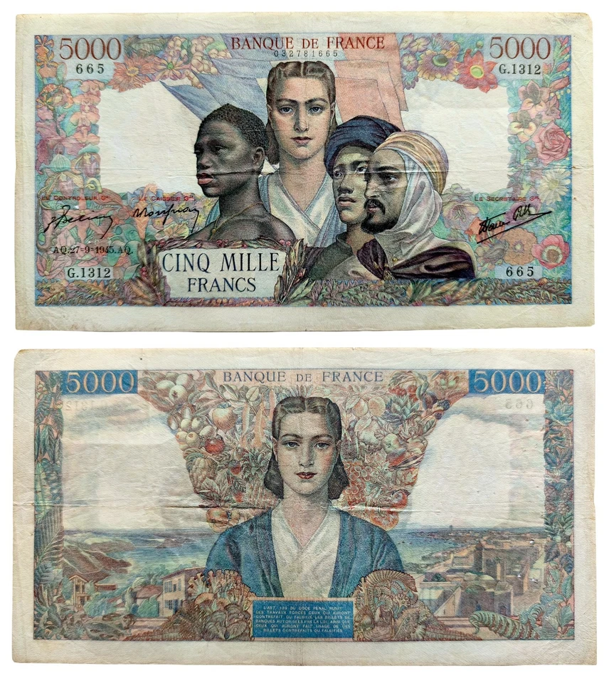 5000 FRANCS 1945 FRANCE - Empire Français - P103c (G.1312) - Photo 1/1