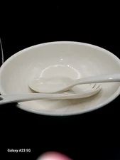 1950,'s~ Bake Oven~ Ceramic Bowl & Ceramic Spoon & Fork Set