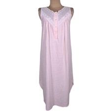 Vtg NEW Pink Eyelet Lace Victorian Nicole Nightgown Small Union Made Romantic