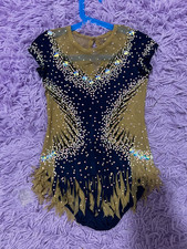rhythmic gymnastics leotard, elegant blue and silver color.