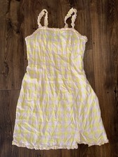Urban Outfitters Yellow Check Linen Mix Summer Mini Dress Size XS 