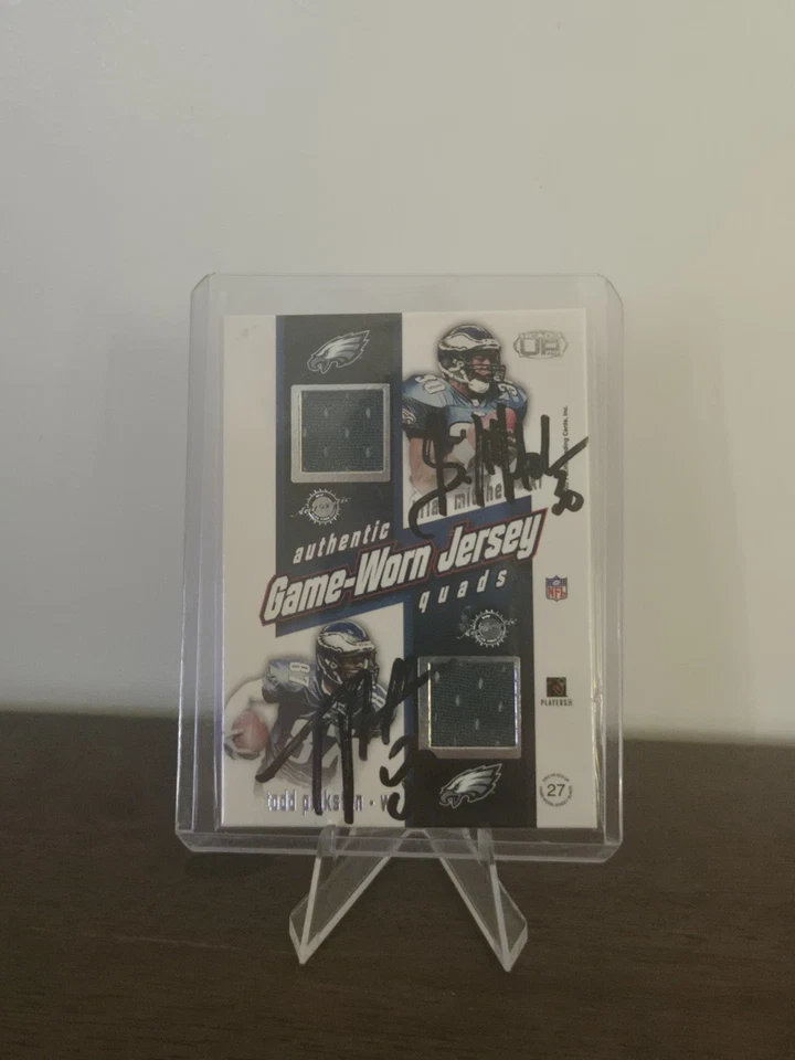 2002Pacific Heads Up-Game Worn Quads Donovan McNabb,Brian Mitchell,Todd Pinkston - Image 4 of 4