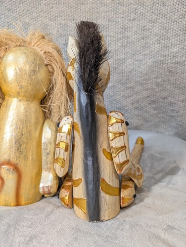Pier 1 Wood Folk Art Jointed Lion/Zebra Shelf Sitter Hand Carved Nursery Rustic - Picture 9 of 12