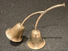 Ancienne cloche à dîner double en argent sterling taxco mexicain J.V.P. Mexique Rare HTF