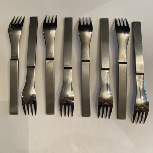 Rosenthal Duo Cobalt Stainless Flatware 8, Six Pc Place Settings Carl Aubock Aus - Picture 14 of 20