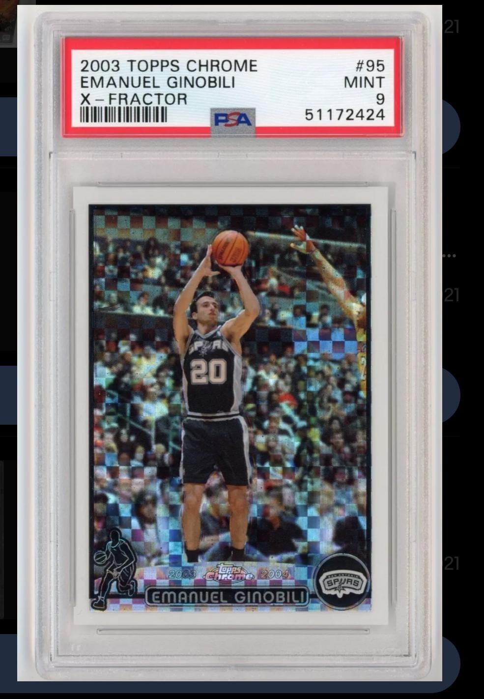 2003-04 Topps Chrome - Manu Ginobili #95 X-Fractor /220