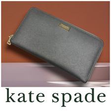 Kate Spade New York Silver Saffiano Leather Z...