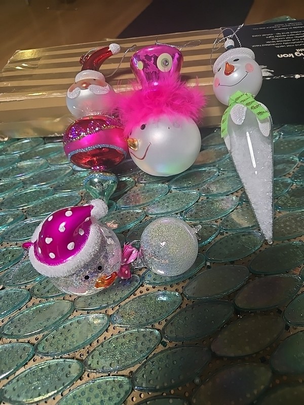 Lot Of 4 Glass Snowman Christmas Ornaments 