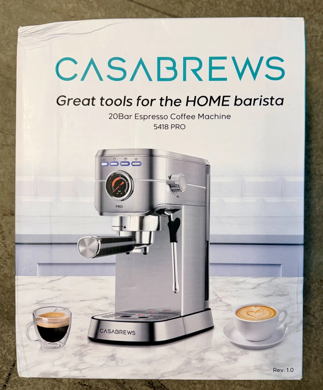 CASABREWS 5418 Pro Espresso Coffee Maker Machine 20 Bar, Silver - NEW OB
