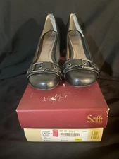 Sofft Leona Buckle Heels, Black Leather, Size 11M / Euro 43