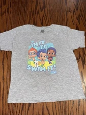 Boys 5T Bubble Guppies Gray Short Sleeve Tee Shirt Nickelodeon Gil Puppy