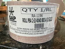 20 FEET PSA SANDPAPER ROLL 800 GRIT 2 and 3/4" A/O GOLD USA MADE
