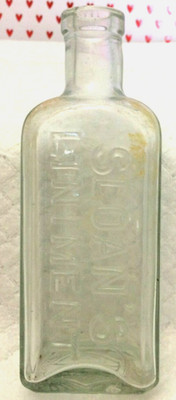 ANTIQUE BOTTLE- 4.75'' SLOAN'S LINIMENT Lt. Green Embossed Maker's Mark