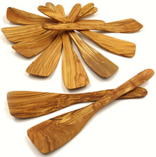 1-6 x Olivenholz geölt Pfannenwender 30cm Olivenholzlöffel Wender Löffel gebogen