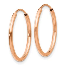 14k Rose Gold 1.5x17mm Polished Endless Tube Hoop Earrings TF783