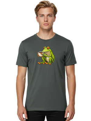 Frog-Drinking-Coffee-2 Mens Graphic Tee, 100% Cotton, Casual Summer Wear