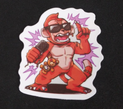 Rocker Monkey Singing Animated Sticker 1.75'' x 1.58'' (V)