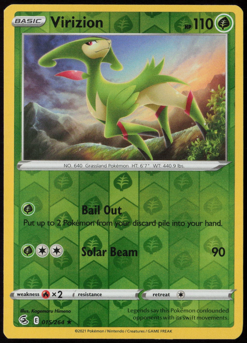 Virizion #15/264 (Reverse Holo) (LP) SWSH08: Fusion Strike SWSH08 Pokemon
