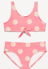 NWT Old Navy Girls Swimsuit Swim Tie-Knot Bikini floral flowers daisy XL