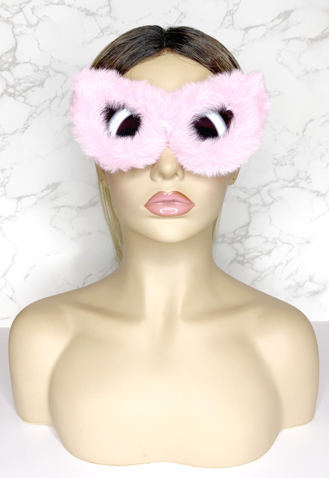 Pink Faux Fur Cat Eye Sunglasses Trendy Fashion Statement  -image