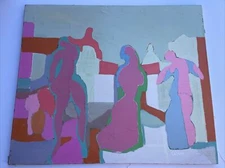 Jo Cain PAINTING ANTIQUE EXPRESSIONISM Mid Century NUDE AMERICAN CUBISM RARE