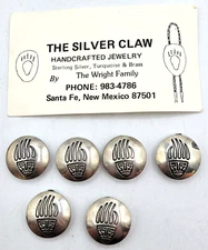 Southwestern Coin Silver Button Covers Set Of 6