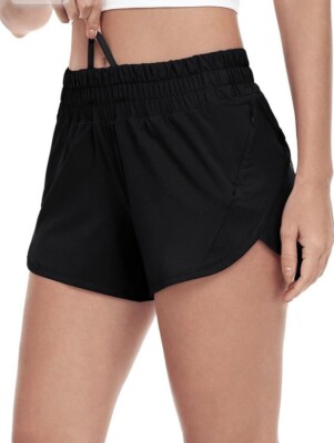 HeyNuts Damen Shorts Fitness Laufen Aktivkleidung schwarz elastischer Bund Größe 14