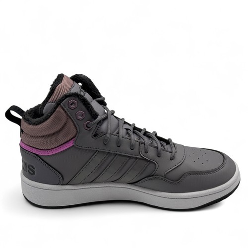 adidas Hoops 3.0 MID WTR Womens Trainers Grey Purple GZ6682 UK 7 - Picture 2 of 5