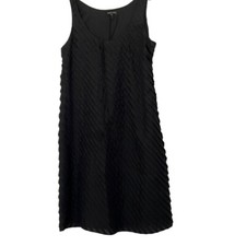 Eileen Fisher Pleated Black Silk Tank Dress Sz.6