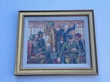 ANTIQUE PORTRAIT Painting Regionalism Bus WALTER E COHEN JR 1930’s Wpa Masterful