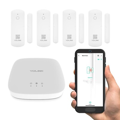YoLink LoRa Smart Door Sensor Starter Kit: - 1/4 Mile Open-Air Range, Door Le...