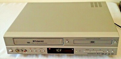 Polaroid VCR DVD Dual Combo Works DVC-2000 No Remote VCR/DVD 4 Head Silver VHS