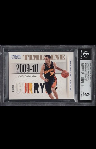 2009 NATIONAL TREASURES TIMELINE STEPHEN CURRY ROOKIE PATCH /25 #5 BGS 9 MINT