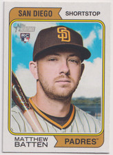 2023 Topps Heritage #154 Matthew Batten RC San Diego Padres