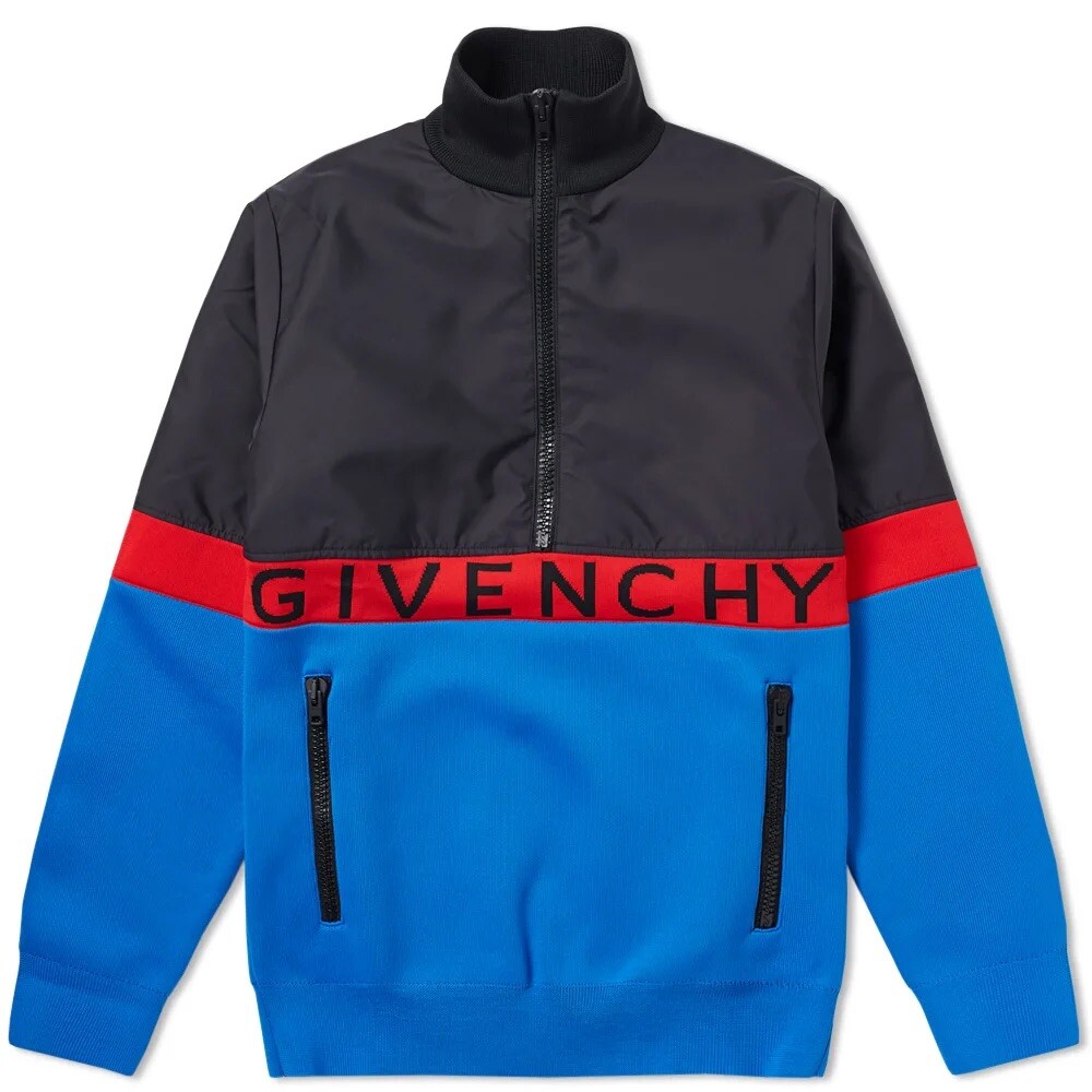 Givenchy Half Zip Logo Brand Jacket Color Block Panel Size Medium