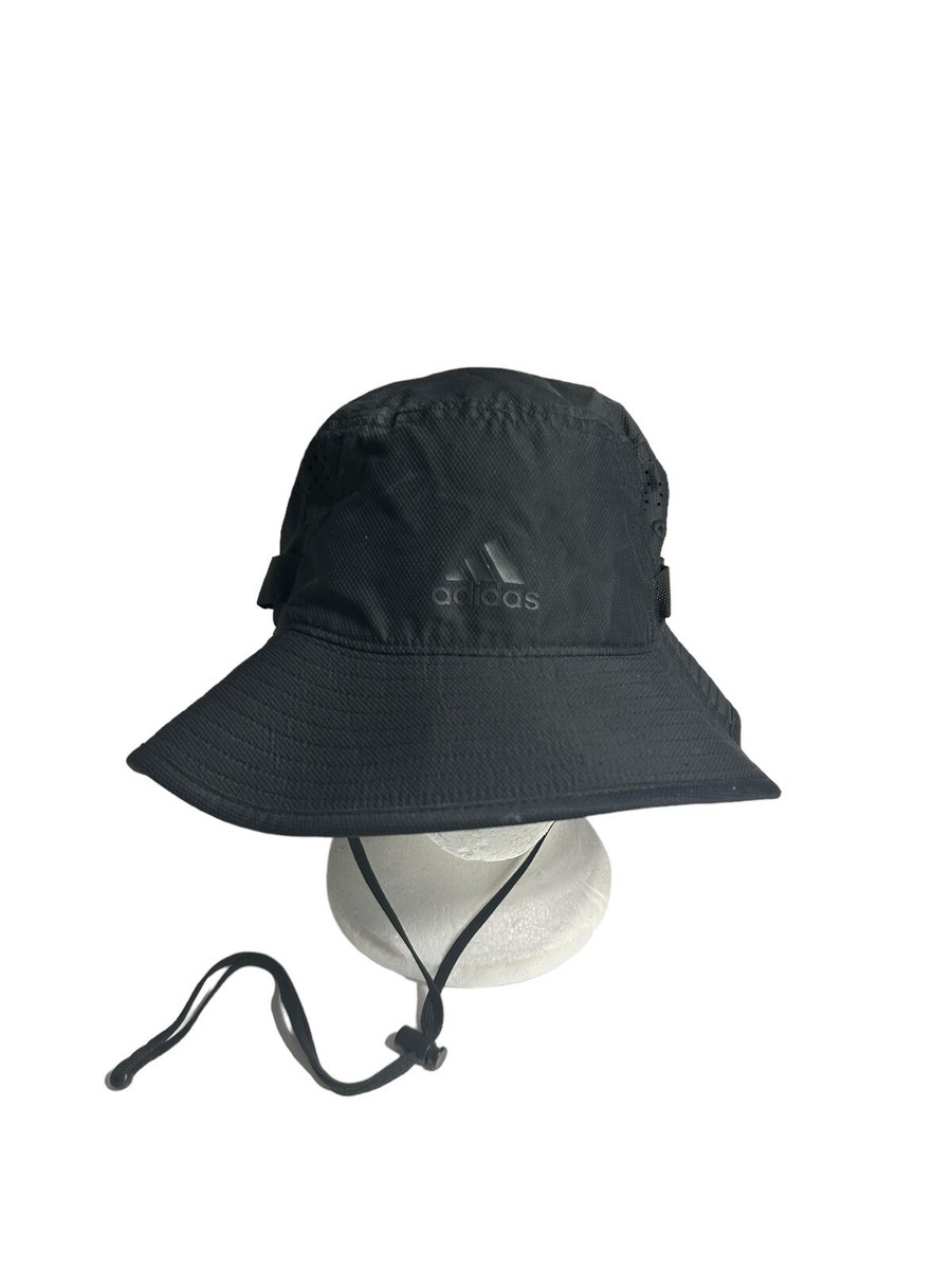 ADIDAS AEROREADY Bucket Sun Hat Cap Black White Thin Stripe Adult Size New ADIDAS AEROREADY Bucket Sun Boonie Hat Cap Drawstring Black  main image 3