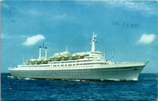 Postcard The new flagship S.S. Rotterdam 38,645 gross tons divided back posted